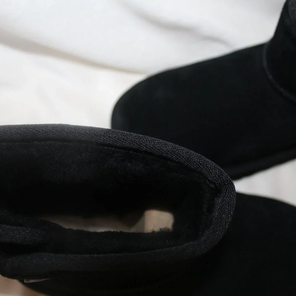 NEW UGG JONA SUEDE SHEARLING GIRL'S MINI SHEARLING LINED BOOTS‎ BLACK